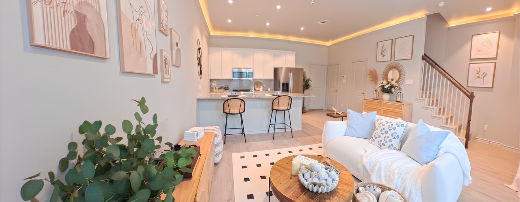 Open space living area with natural lighting