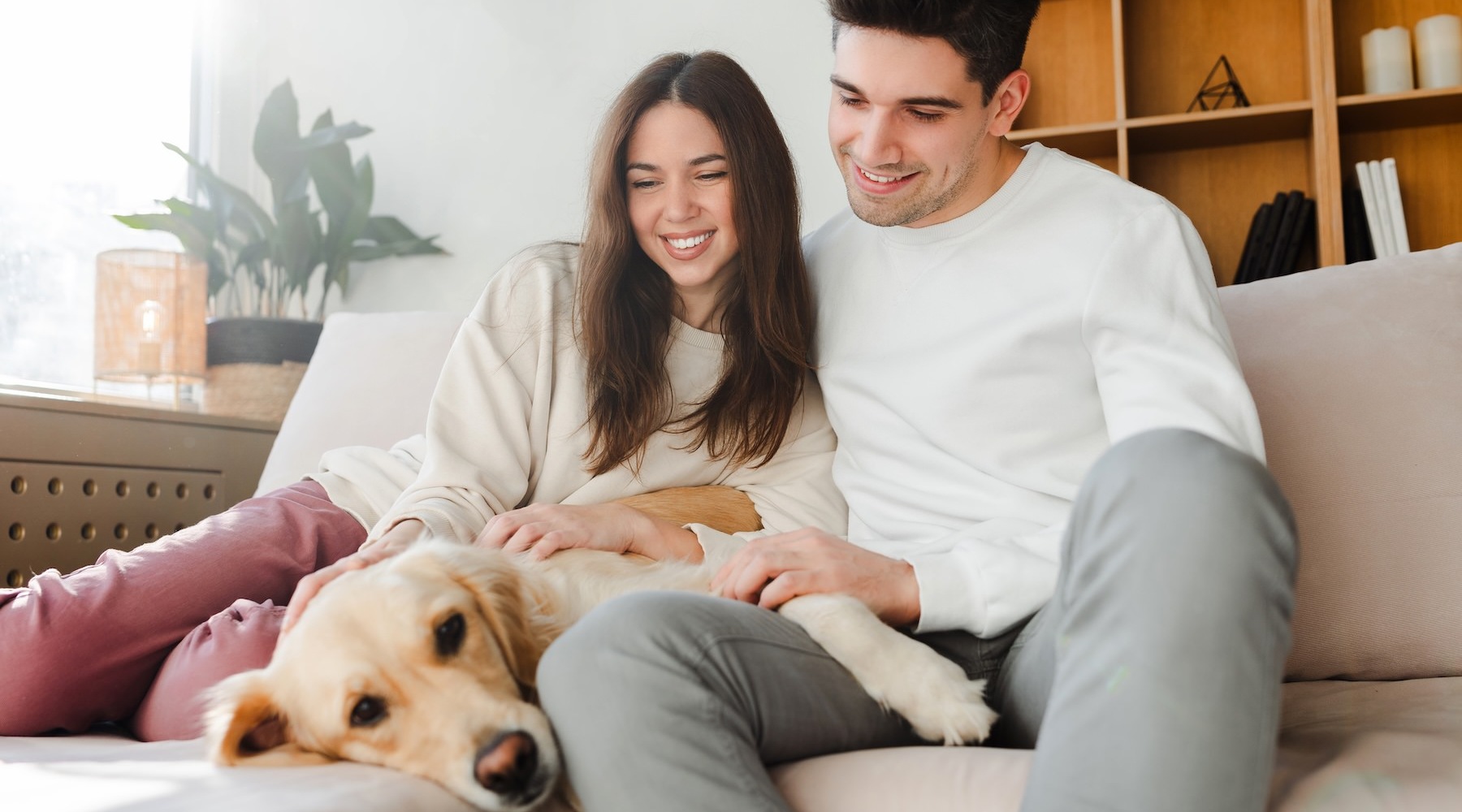 a family with their dog