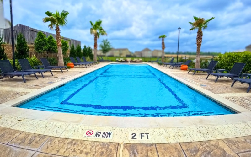 a swimming pool in a courtyard